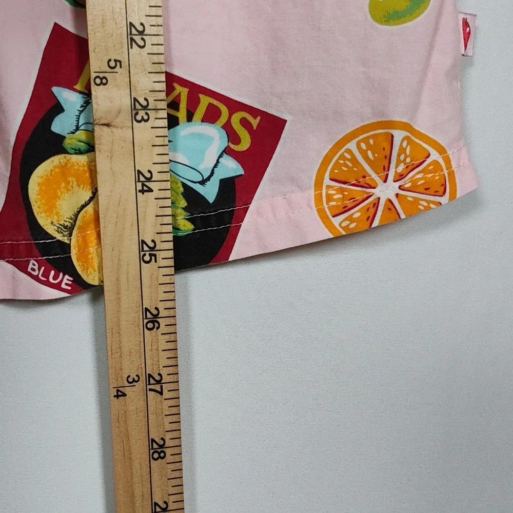 Nick & Nora Pajama Set Women's Small Pink Fruit Crate Print Cotton Sleepwear